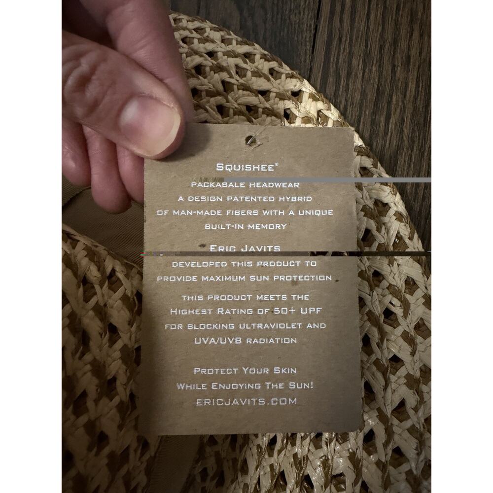 Eric Javits Neutral Raffia Fedora Sunhat Packable One Size NWT $375 - Picture 16 of 16